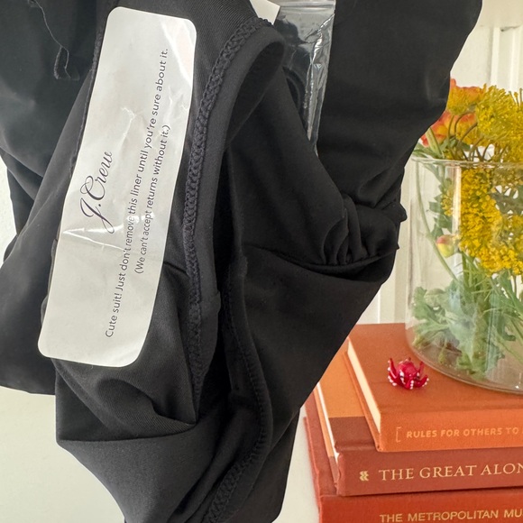 NWT J. Crew Matte Ruched One-Piece Swimsuit with Ruffles, black, 6 - Picture 6 of 8